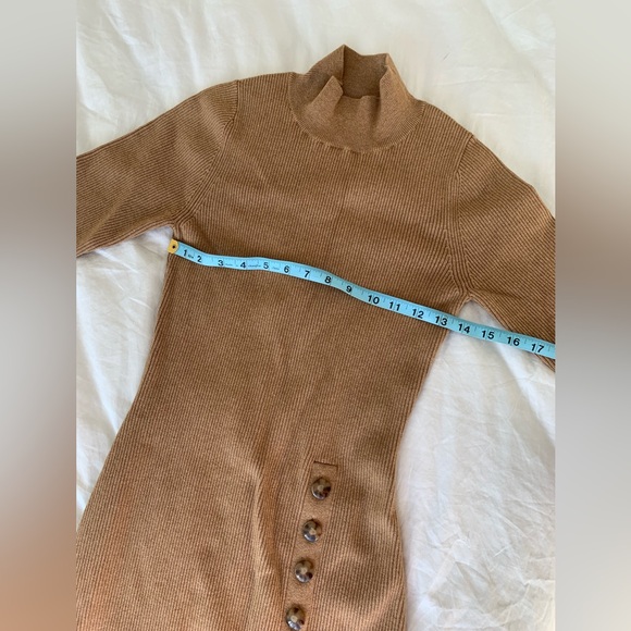 NWOT Sezane Harper Dress in Light Camel Midi Long Sleeves Wool Cotton Button - Picture 9 of 11